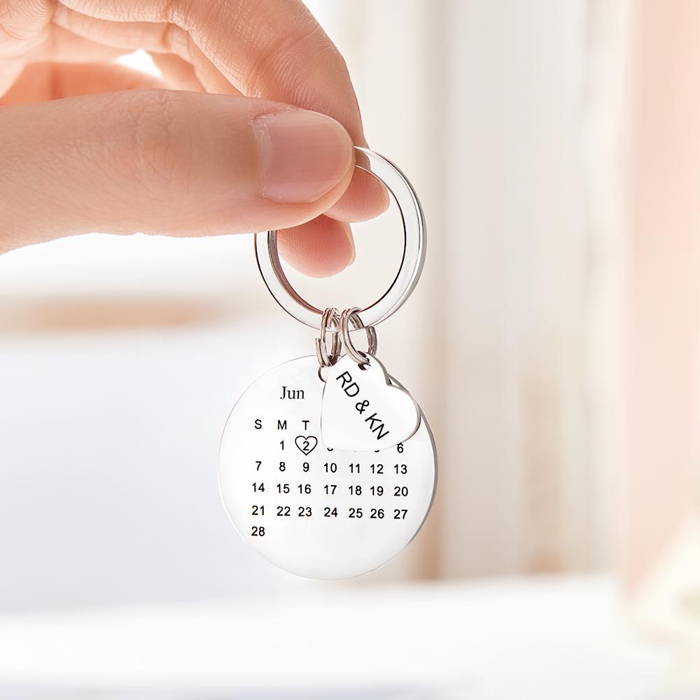 Chaveiro de calendário personalizado Marcador de data significativo para casal chaveiro com foto