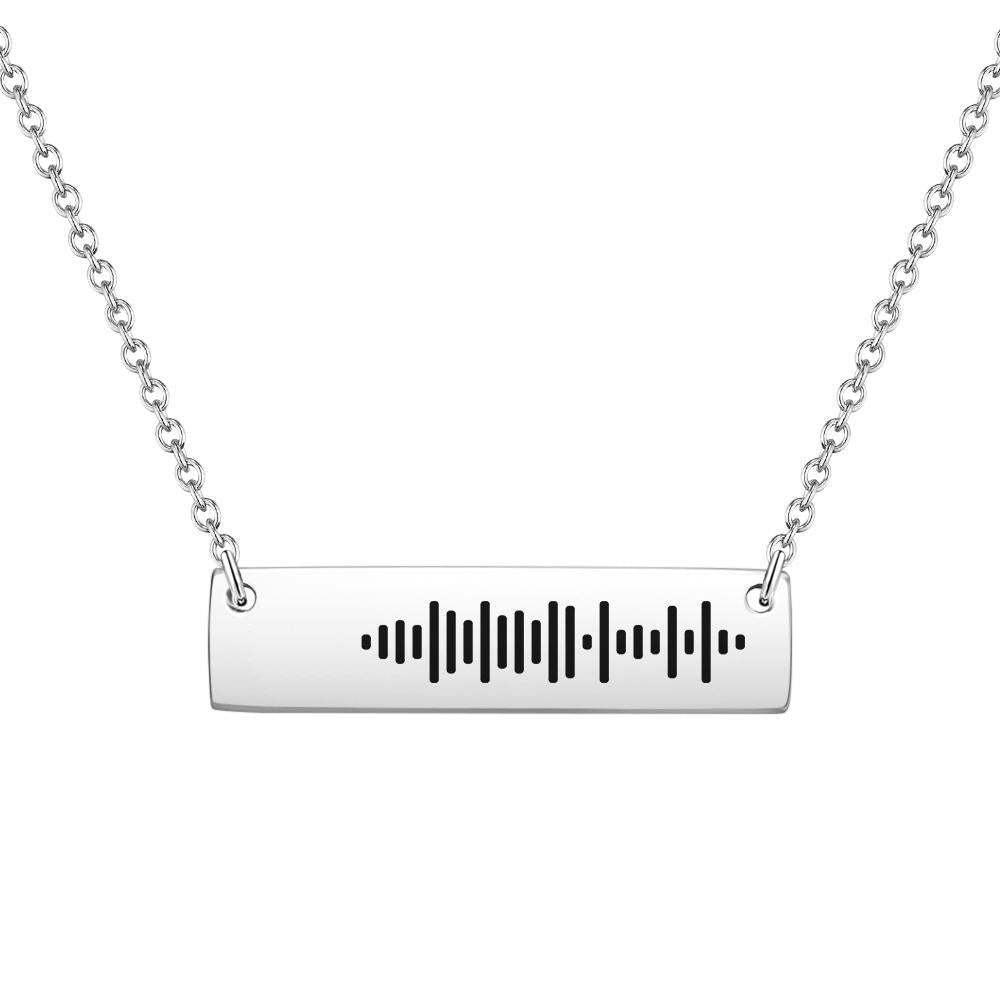 Colar de barras de código de música digitalizável colar gravado presentes para ela 50 cm + 5 cm