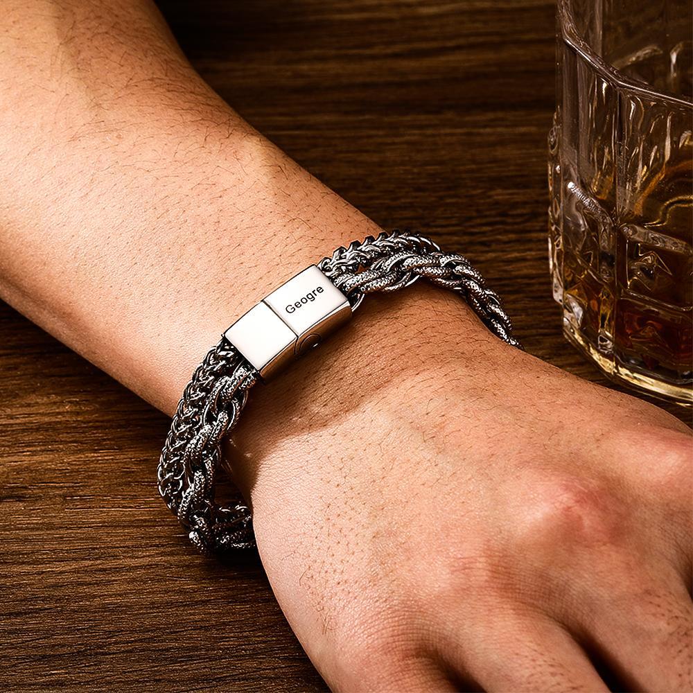 Pulseira Personalizada Bracelete com gravura personalizada em a?o inoxidável Presentes para ele