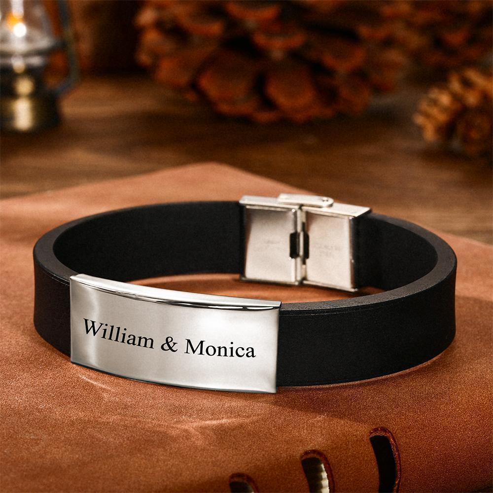 Pulseira Personalizada Pulseira Gravável Pulseira Masculina Pulseira com Nome Personalize Seus Presentes de Texto para Melhores Amigos