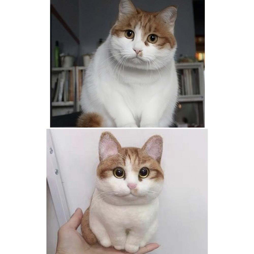 Corpo De Gato De Feltro Personalizado Com Agulha, Presente Comemorativo De Retrato De Gato De Feltro, Presente De Amante De Gato - soufeelbr