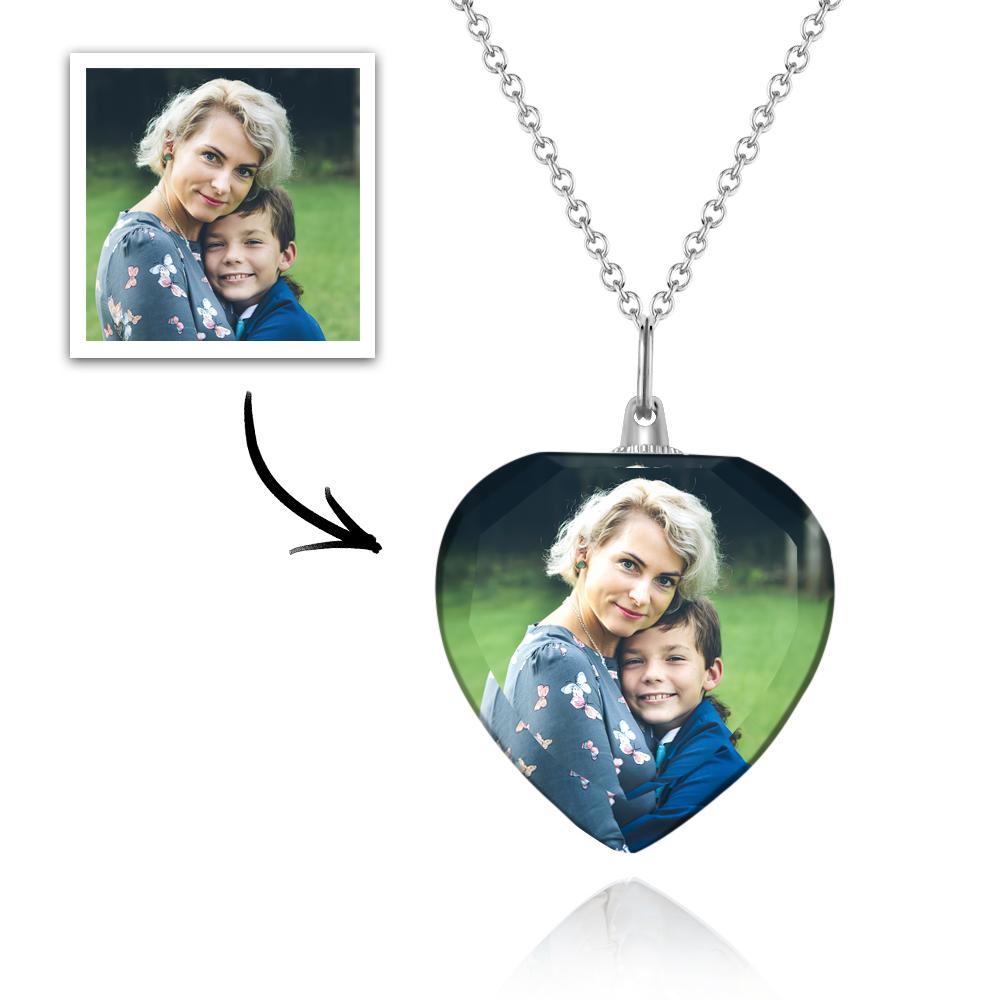 Colar De Cristal Personalizado Com Foto Em Forma De Coração Pingente De Pingente De Presente Para O Dia Das Mães - soufeelbr