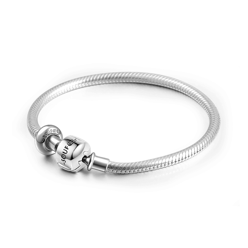 Pulseira Personalizada Soufeel Serpente Cadeia Pulseira com Rolha Prata