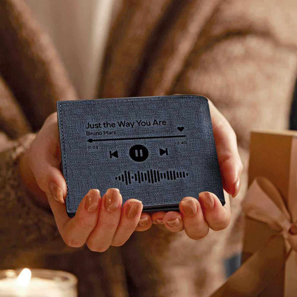 Carteira com código de música digitalizável Carteira com foto gravada Carteira de música personalizada Presentes para ele