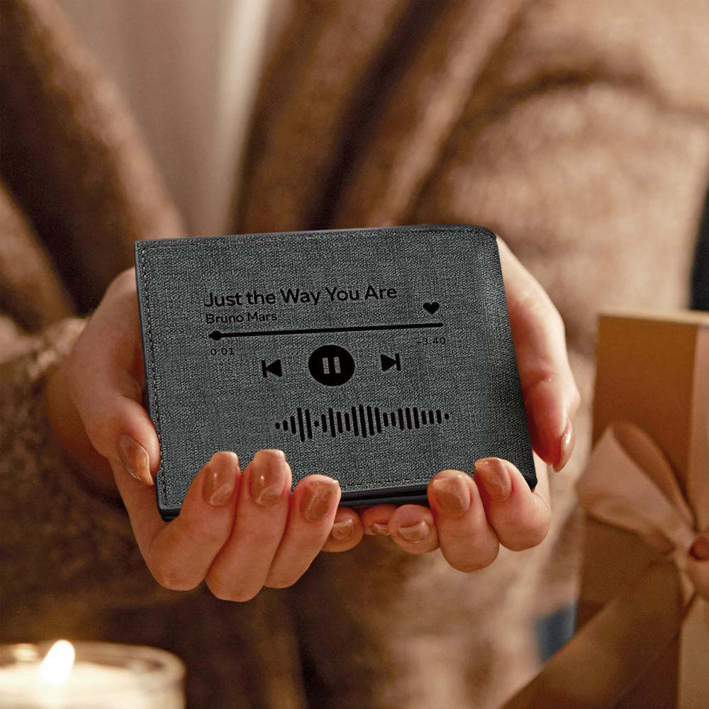 Carteira com código de música digitalizável carteira com foto gravada presentes de música favorita para namorado/marido