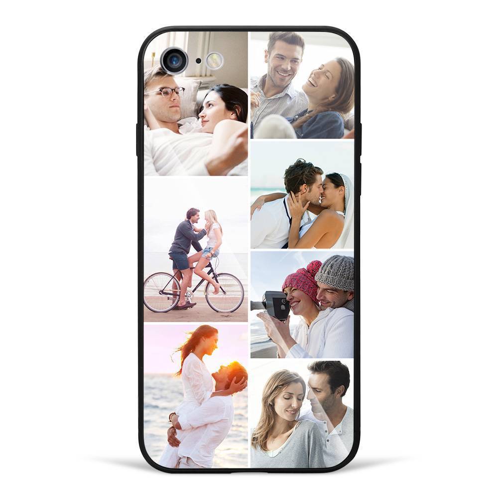 iPhone 7p/8p Protetora Capa de Celular com Foto Personalizada - Superfície de Vidro - 7 Fotos