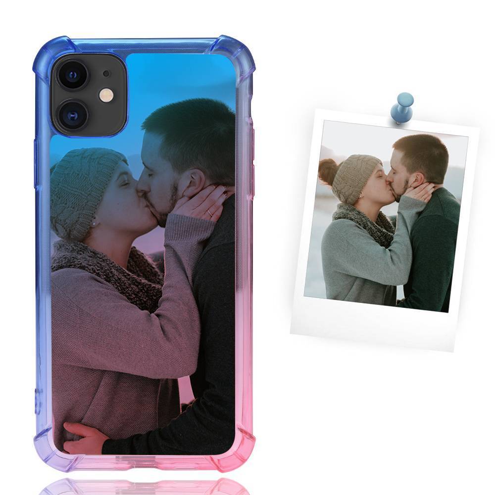 Capa de Celular com Foto de Gradiente Personalizada Azul e Rosa - Capa de iPhone