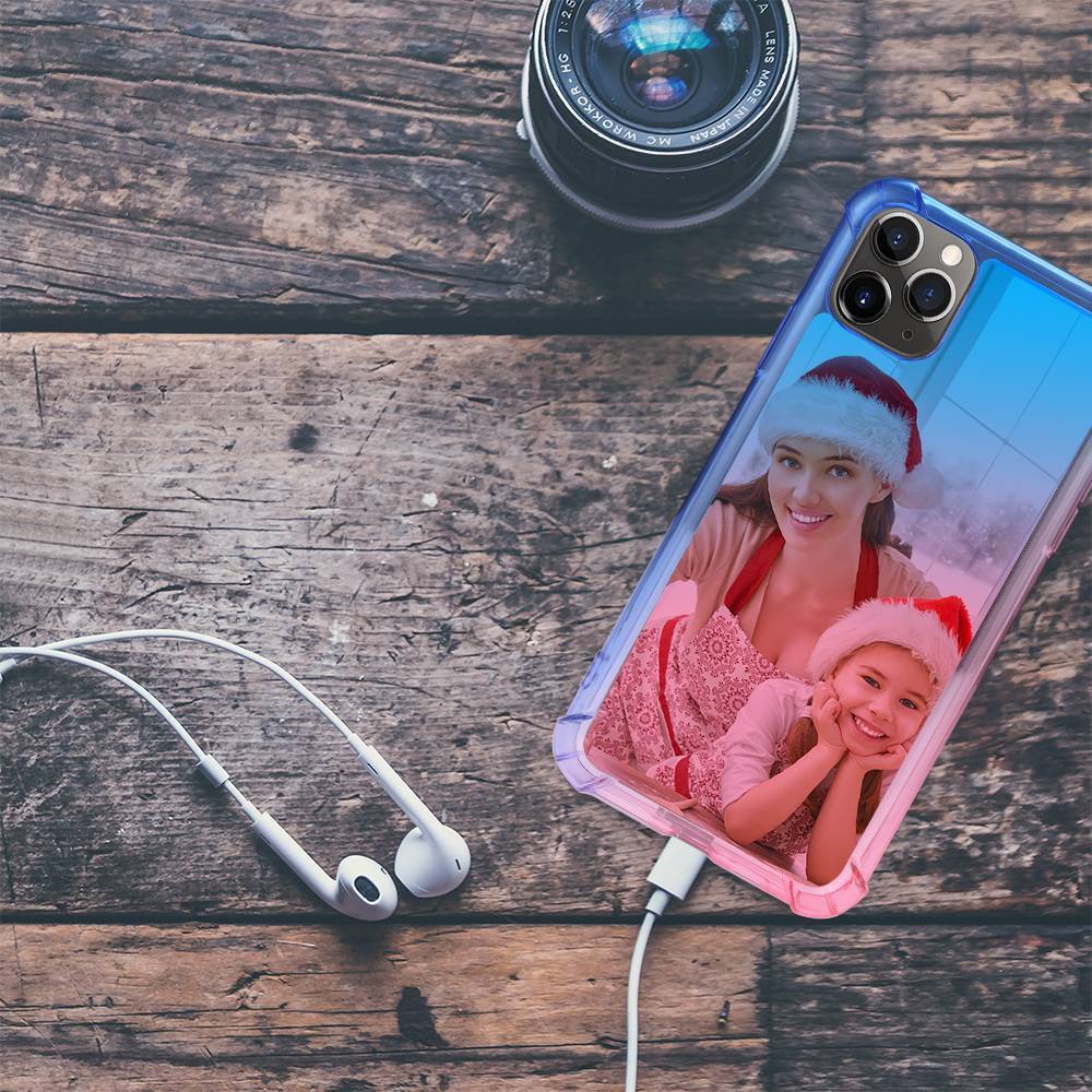 Capa de Gradiente de Celular com Foto Personalizada Rosa e Azul - iPhone 11 Pro Max