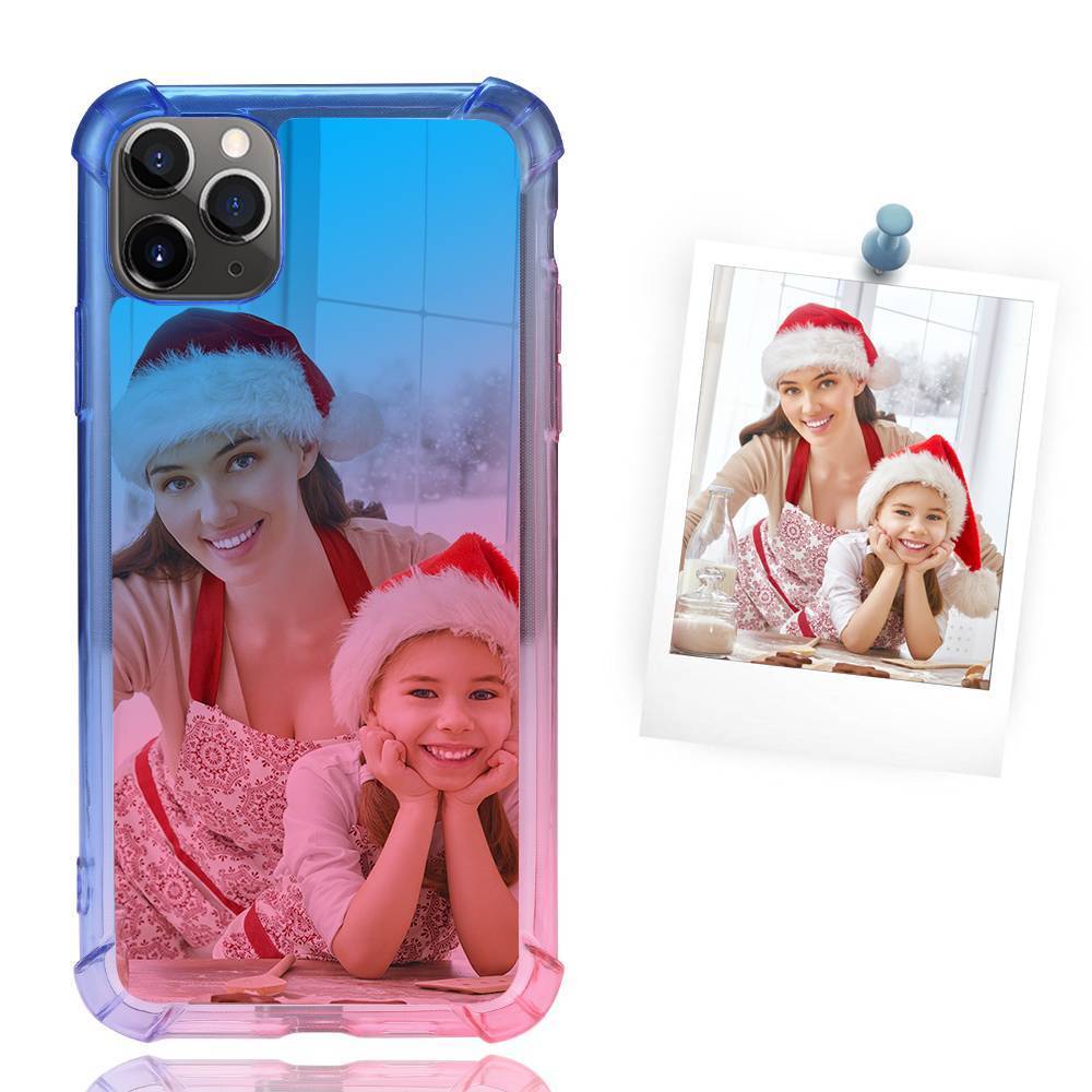 Capa de Gradiente de Celular com Foto Personalizada Rosa e Azul - iPhone 11 Pro Max