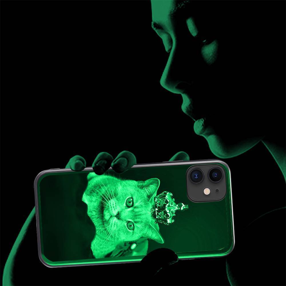 Capa Noctilucente de Celular de Proteção com Foto Personalizada Superfície de Vidro - iPhone11