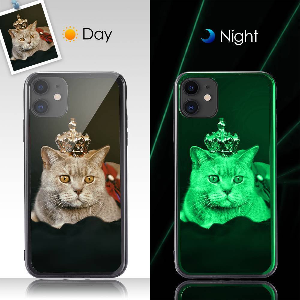 Capa Noctilucente de Celular de Proteção com Foto Personalizada Superfície de Vidro - iPhone11