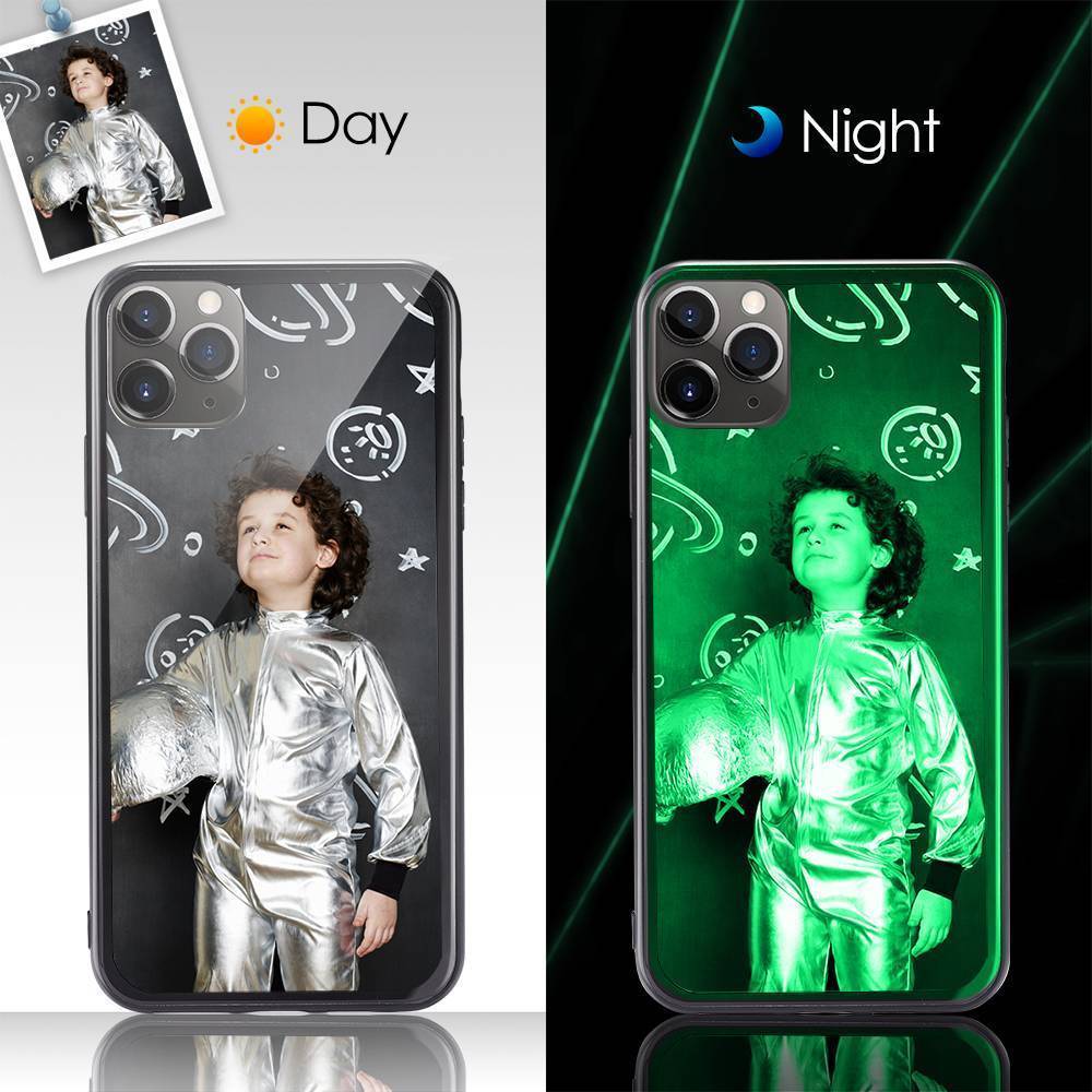 Capa Noctilucente de Celular de Proteção com Foto Personalizada Superfície de Vidro - iPhone11