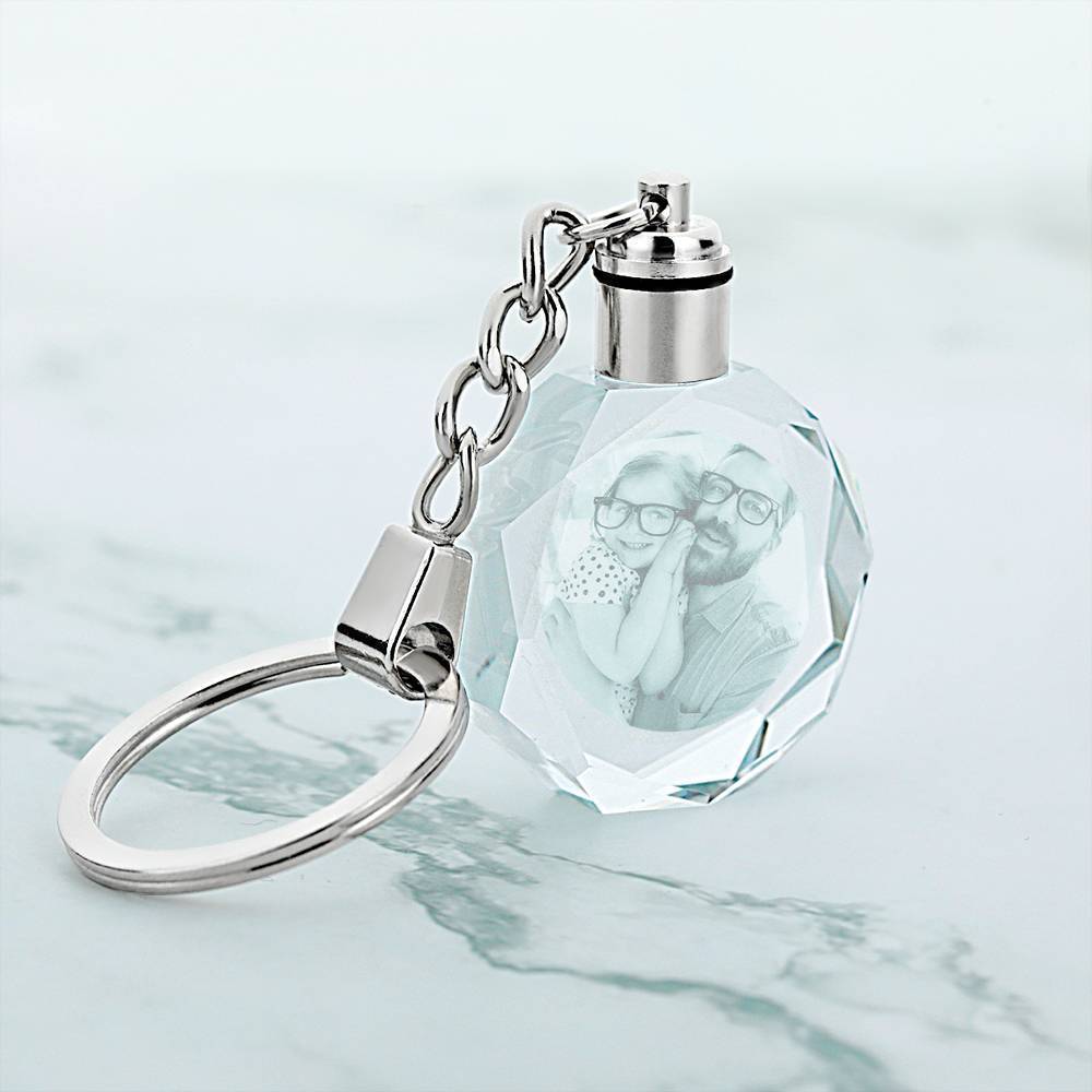 Chaveiro de Cristal com Foto Personalizada Presentes do Casal Octógono