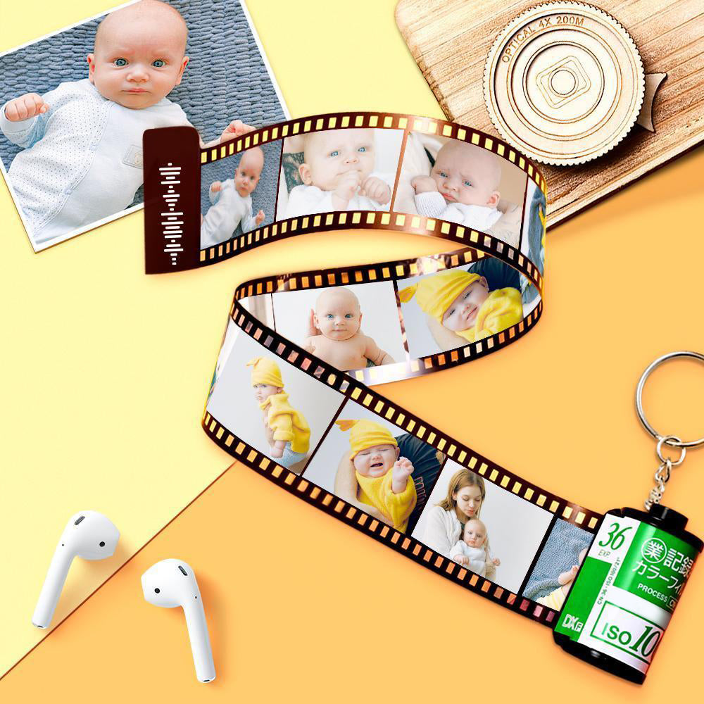 Chaveiro de filme com código de música digitalizável chaveiro de filme com foto de música gravada presentes para casal verde 5 fotos