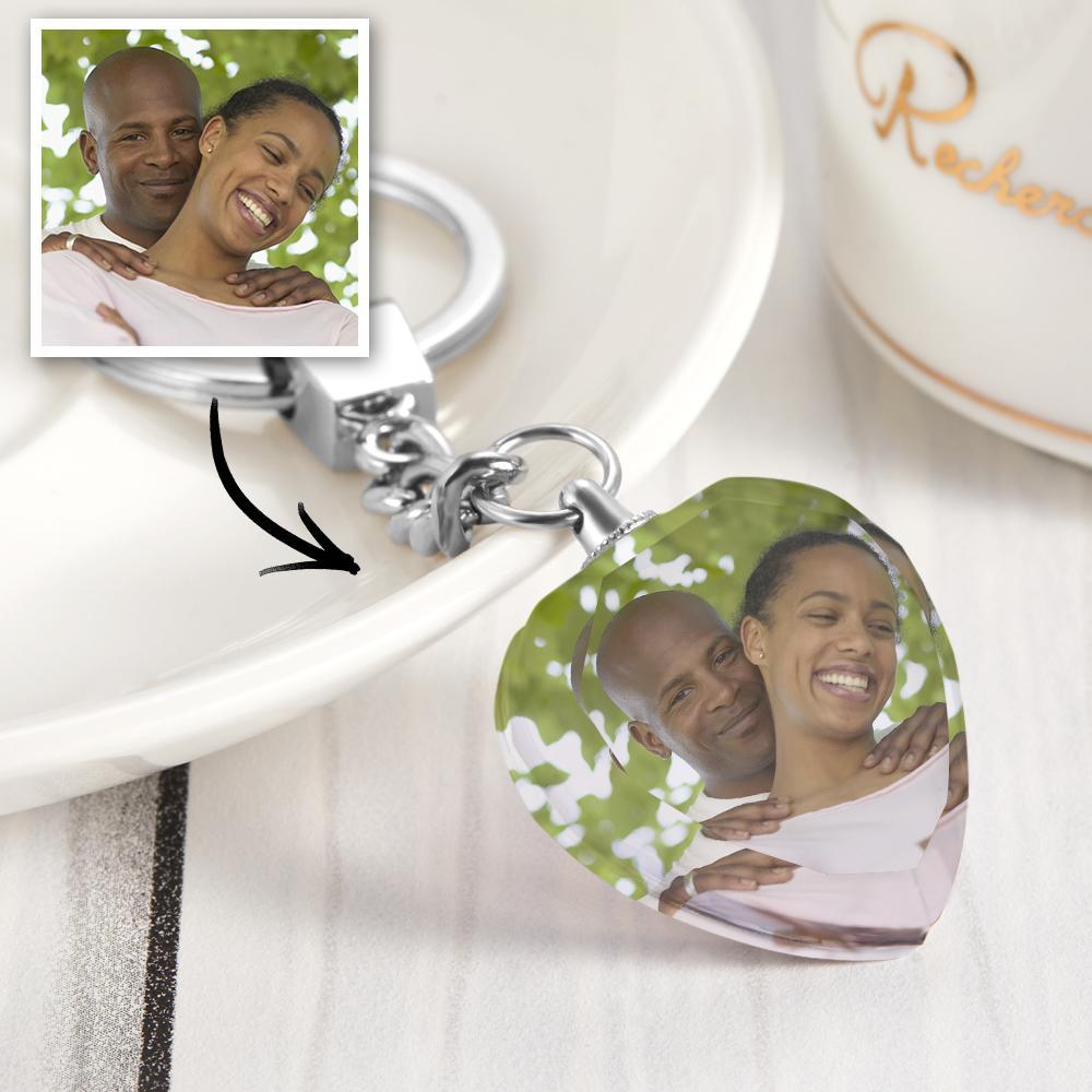 Chaveiro com foto personalizada Chaveiro de cristal para casais Presentes do dia dos namorados em forma de coração