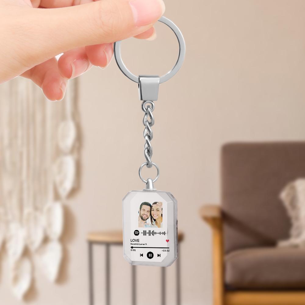 Chaveiro Com Código Spotify Personalizado, Chaveiro Com Foto Gravado Personalizado, Chaveiro Com Cristal De Música - soufeelbr