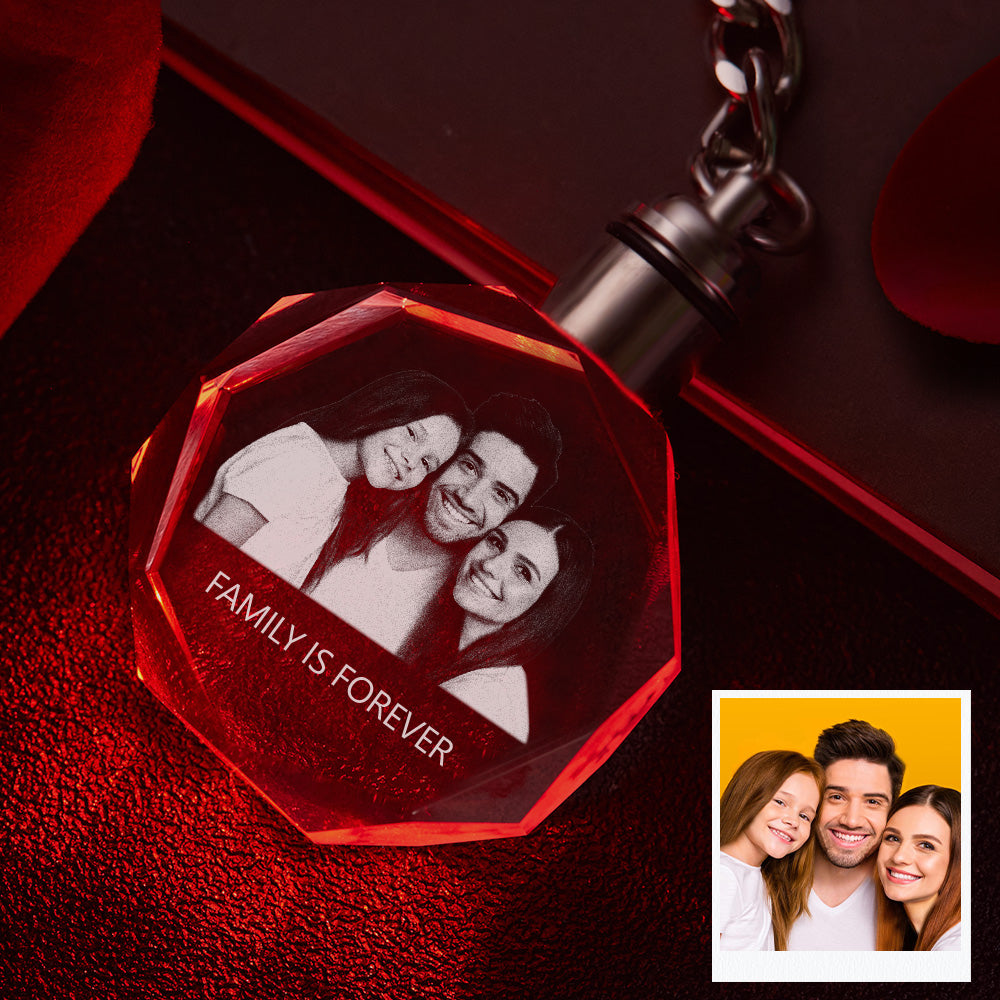 Chaveiro De Cristal Com Foto Personalizado Lembrança De Família Chaveiro De Cristal Em Forma De Octógono Chaveiro Com Foto - soufeelbr