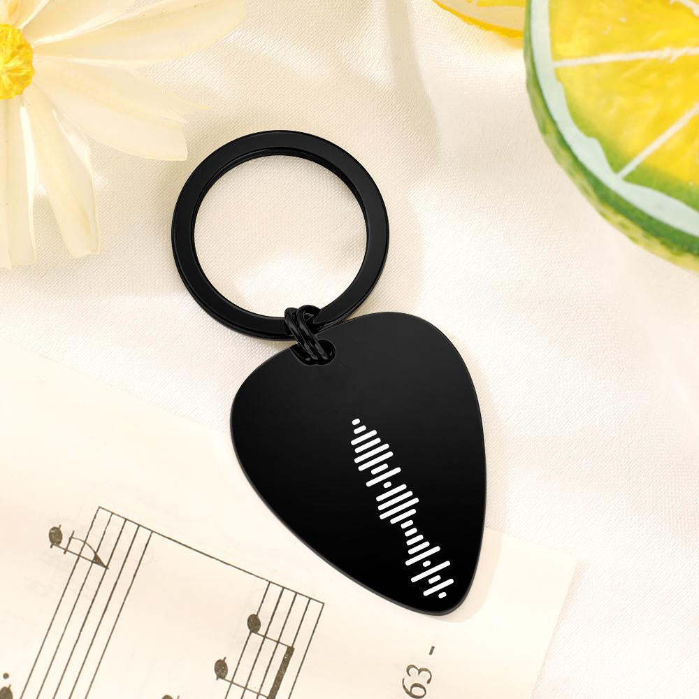 Chaveiro de palheta de guitarra escaneável com código de música, chaveiro personalizado gravado com música de música presentes de memória