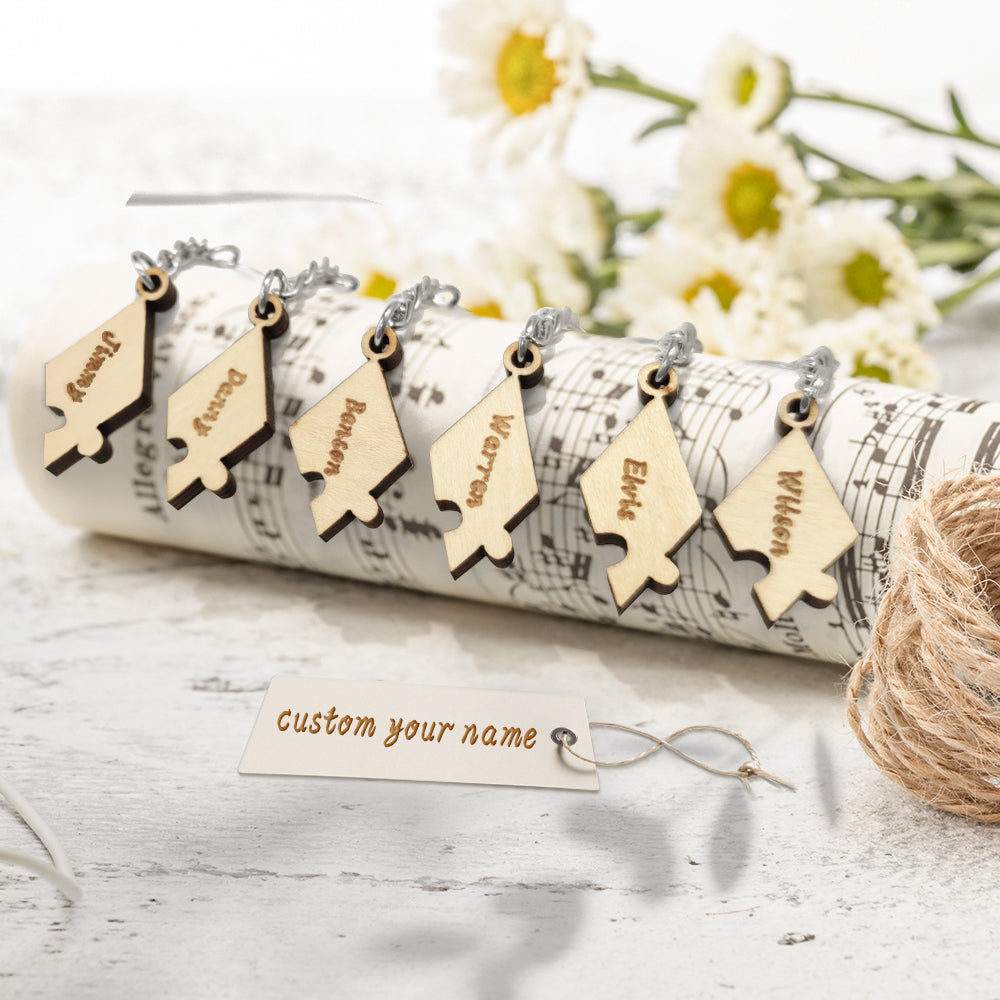 Conjunto De Chaveiro Quebra-cabeça Personalizado Gravado 6 Peças Chaveiro Quebra-cabeça Chaveiro De Madeira - soufeelbr