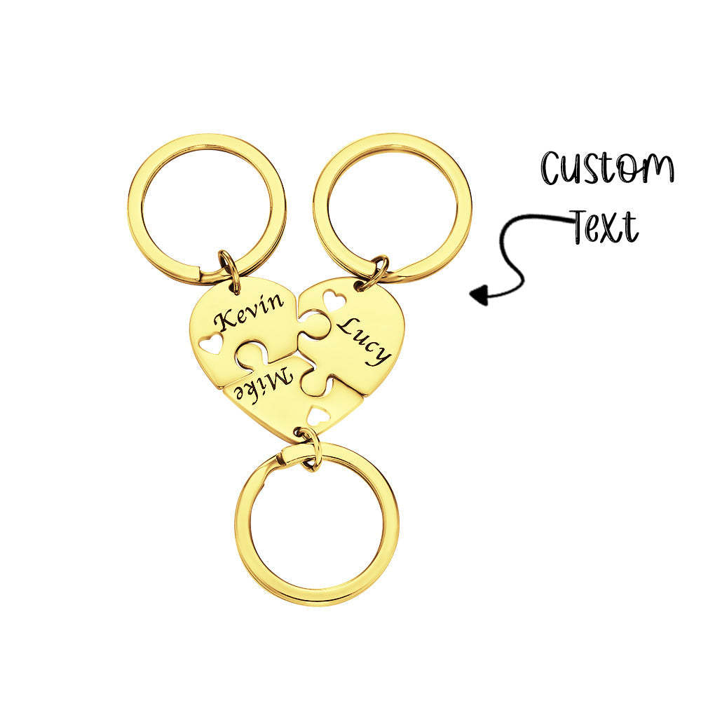 Chaveiro Personalizado Gravado 3 Em 1 Coração Quebra-cabeça Chaveiro Presente Para O Amor - soufeelbr