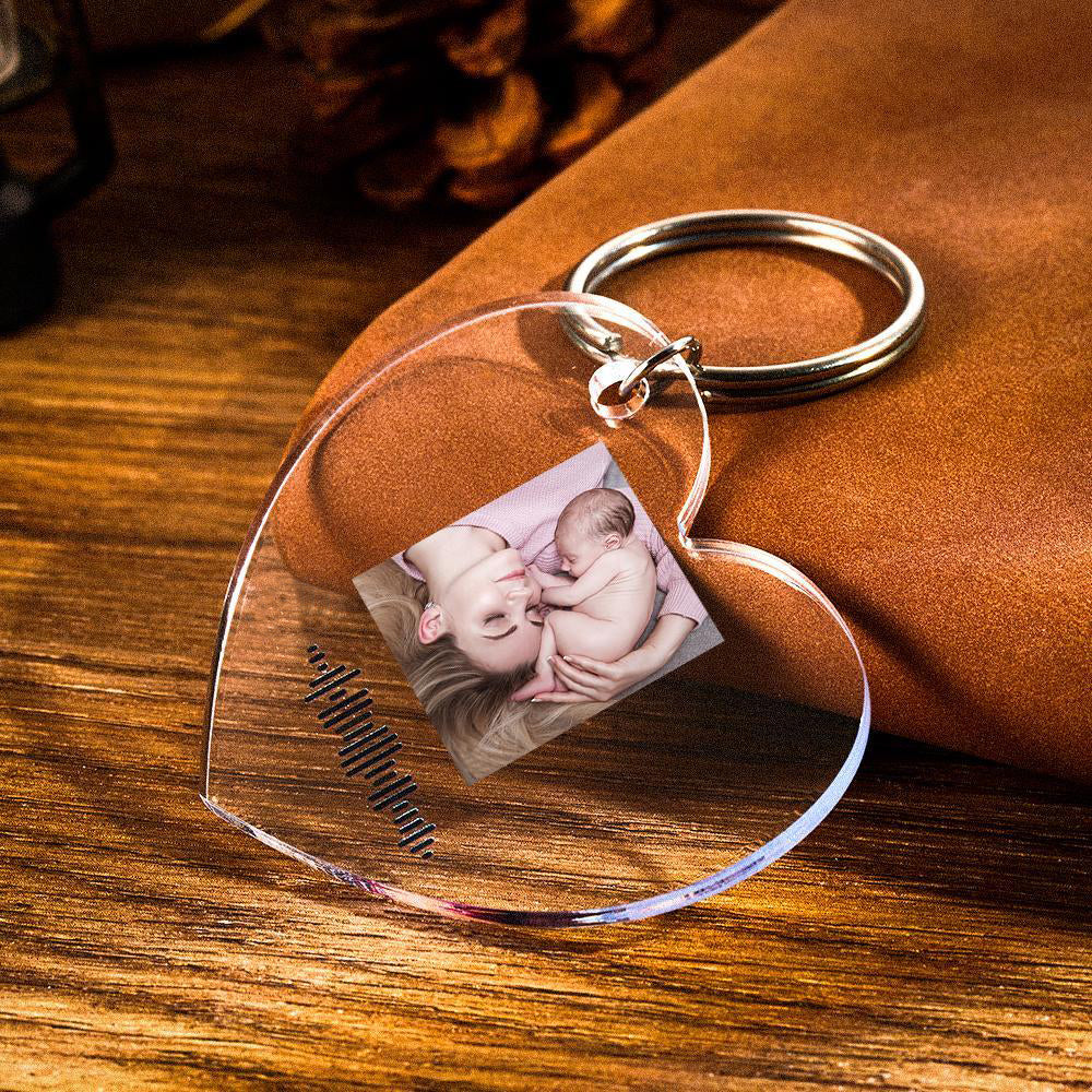 Chaveiro com código de música escaneável, música favorita, chaveiro com foto gravada, presente da mãe