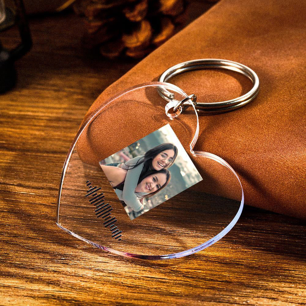 Chaveiro com código de música digitalizável, música favorita com foto gravada chaveiro em forma de coração