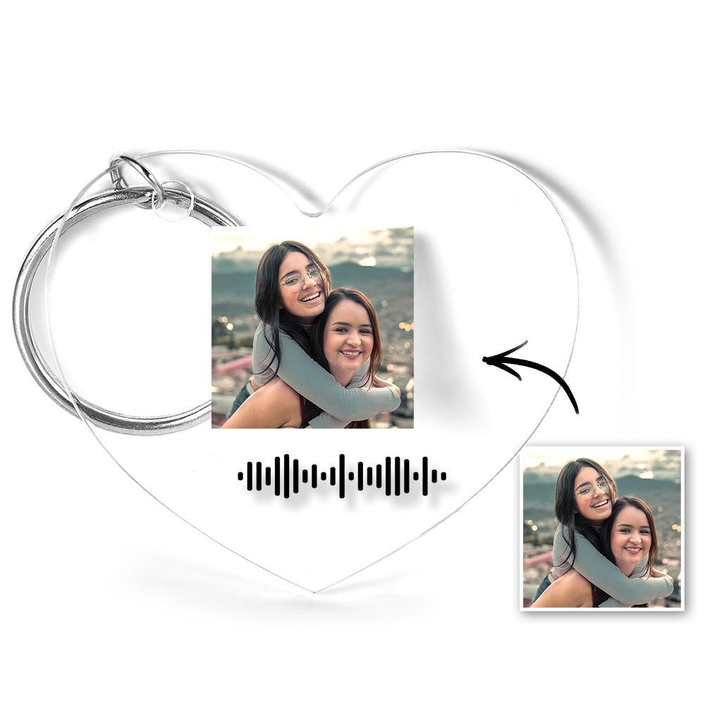 Chaveiro com código de música digitalizável, música favorita com foto gravada chaveiro em forma de coração