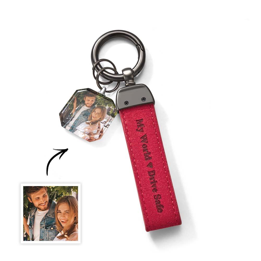 Chaveiro Com Foto De Cristal De Couro Gravado A Laser Personalizado My Love - soufeelbr
