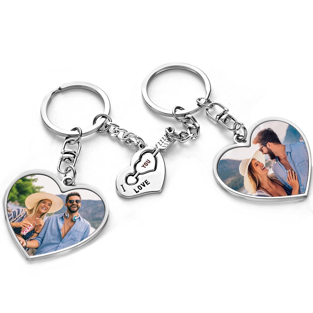 Um Par De Chaveiro Personalizado Com Foto E Flecha De Cupido E Coração Para Amante - soufeelbr