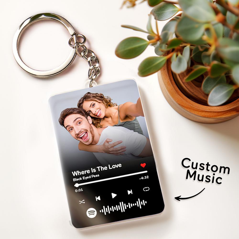 Chaveiro Com Código Spotify Escaneável, Música Personalizada, Acrílico, Foto, Presente De Dia De Aniversário Para Casal - soufeelbr