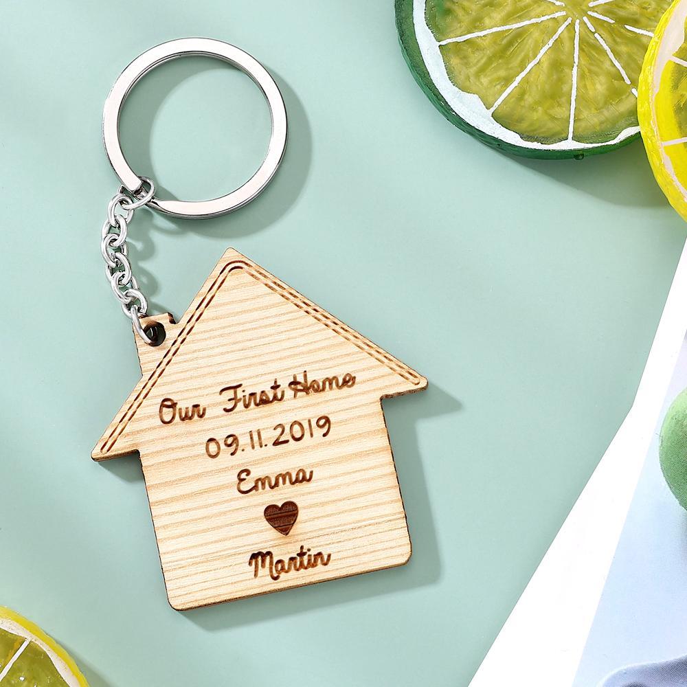 Chaveiros Gravados Personalizados "Nossa Primeira Casa" Presentes Em Memória Da Família