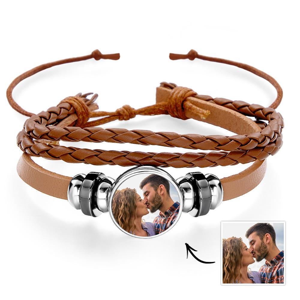 Pulseira De Couro Personalizada Diy Photo Print Snap Button Sublimação Snap Charm Bracelet - soufeelbr