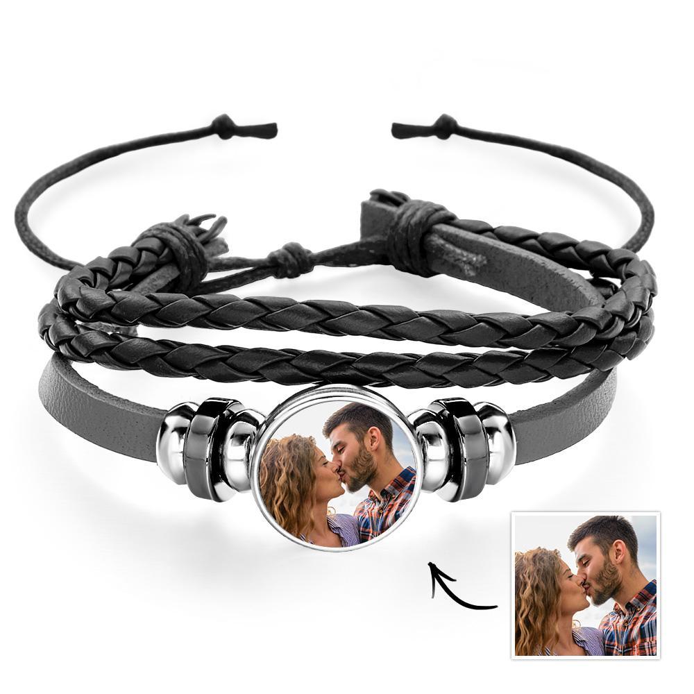 Pulseira De Couro Personalizada Diy Photo Print Snap Button Sublimação Snap Charm Bracelet - soufeelbr