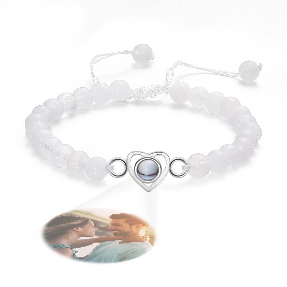 Pulseira De Miçangas De Projeção De Fotos Personalizada Em Forma De Coração Lindo Presente Para Ela - soufeelbr