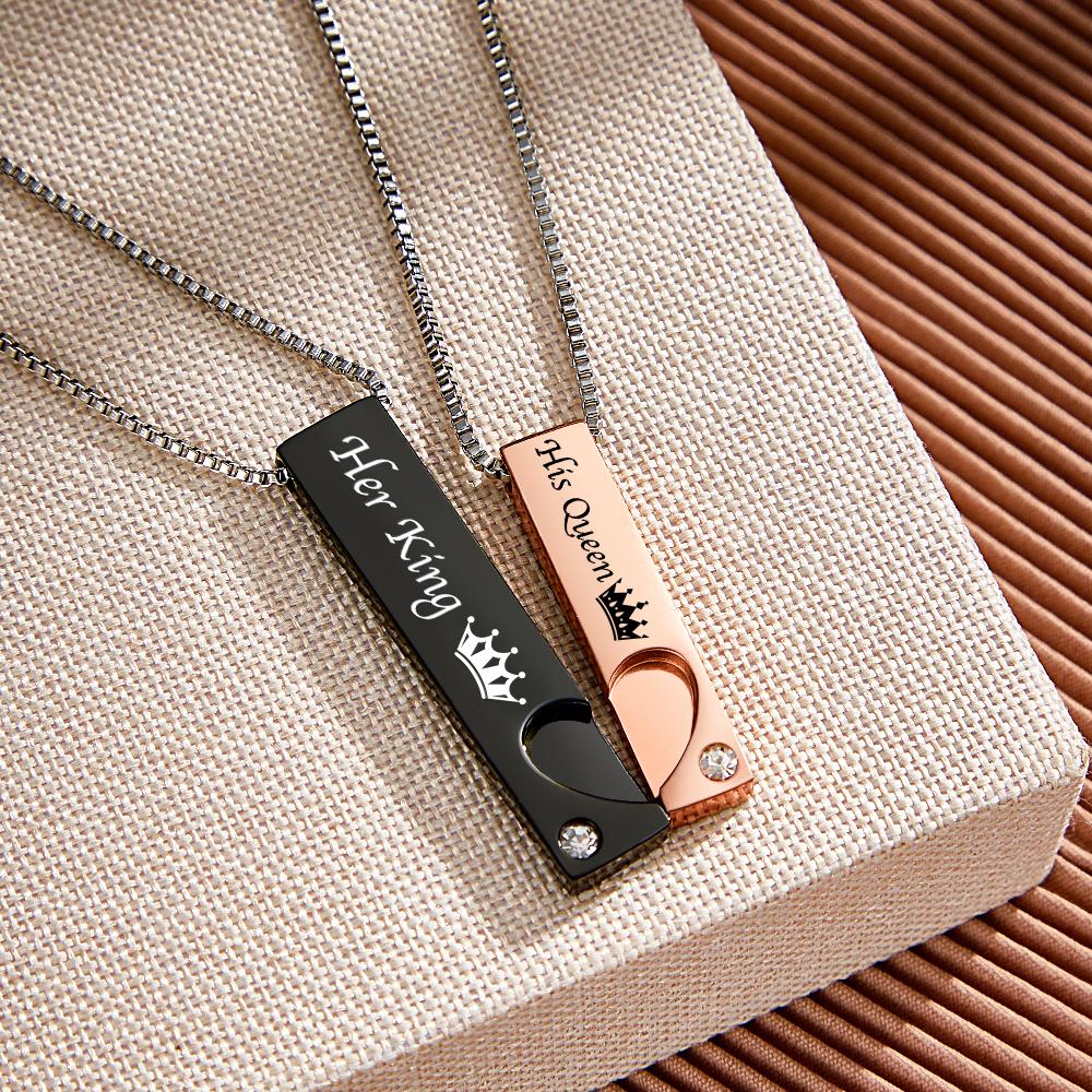Colar De Casal Gravado Personalizado Coroa Criativa Personalidade Presentes - soufeelbr