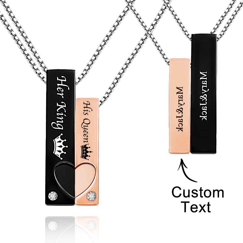 Colar De Casal Gravado Personalizado Coroa Criativa Personalidade Presentes - soufeelbr