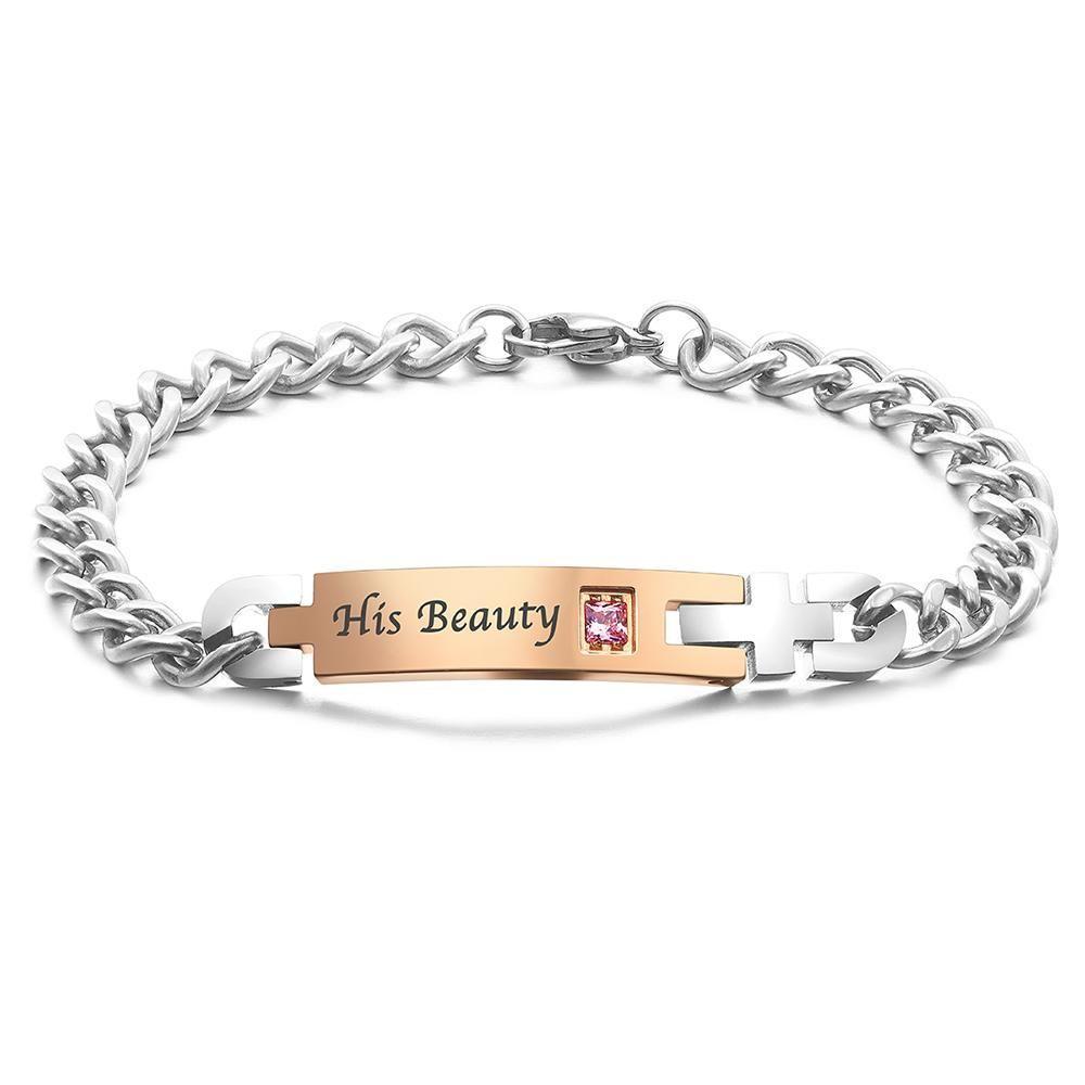 Pulseira Personalizada Pulseira com Nome Pulseira Gravável Sua Beleza para Namorada/Esposa