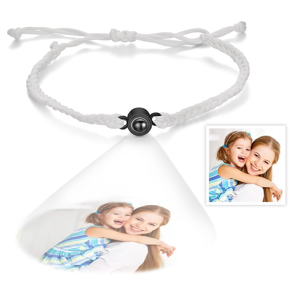 Pulseira De Casal Com Projeção De Fotos Personalizada Bracelete De Corda Preta Presente Para O Dia Das Mães - soufeelbr