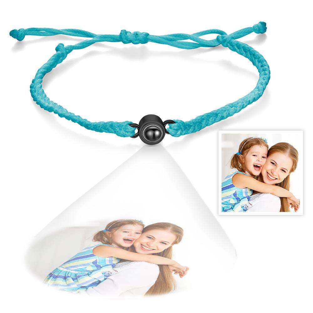 Pulseira De Casal Com Projeção De Fotos Personalizada Bracelete De Corda Preta Presente Para O Dia Das Mães - soufeelbr