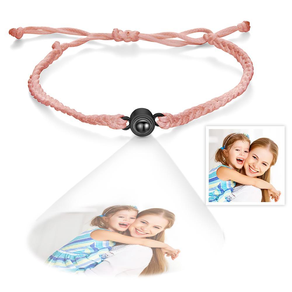 Pulseira De Casal Com Projeção De Fotos Personalizada Bracelete De Corda Preta Presente Para O Dia Das Mães - soufeelbr