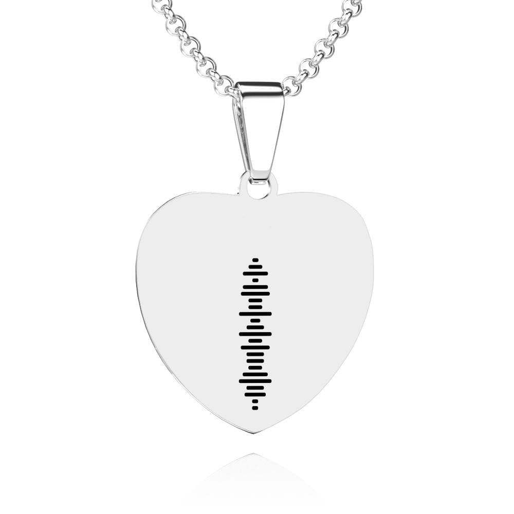 Colar de código de música escaneável com etiqueta de coração gravada colar personalizado de música de música presentes para ela