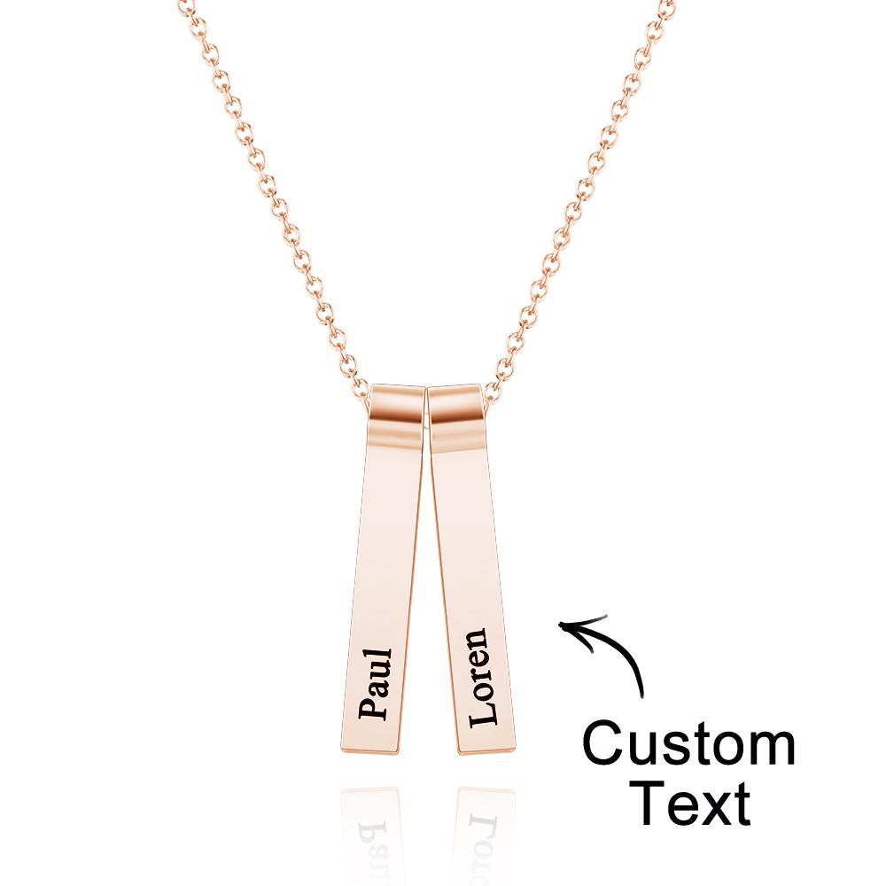 Colar De 1 A 5 Nomes Vertical Personalizado Com Pingente Elegante Personalizado Para Ela - soufeelbr
