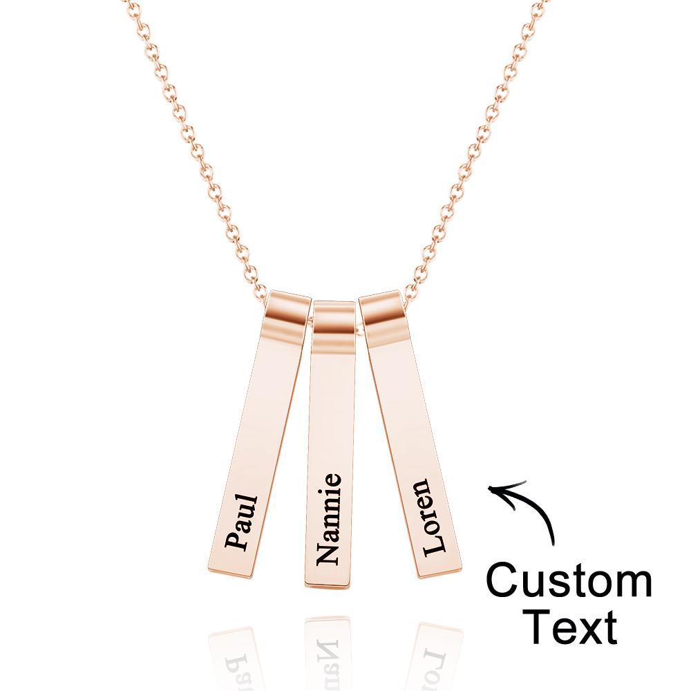 Colar De 1 A 5 Nomes Vertical Personalizado Com Pingente Elegante Personalizado Para Ela - soufeelbr