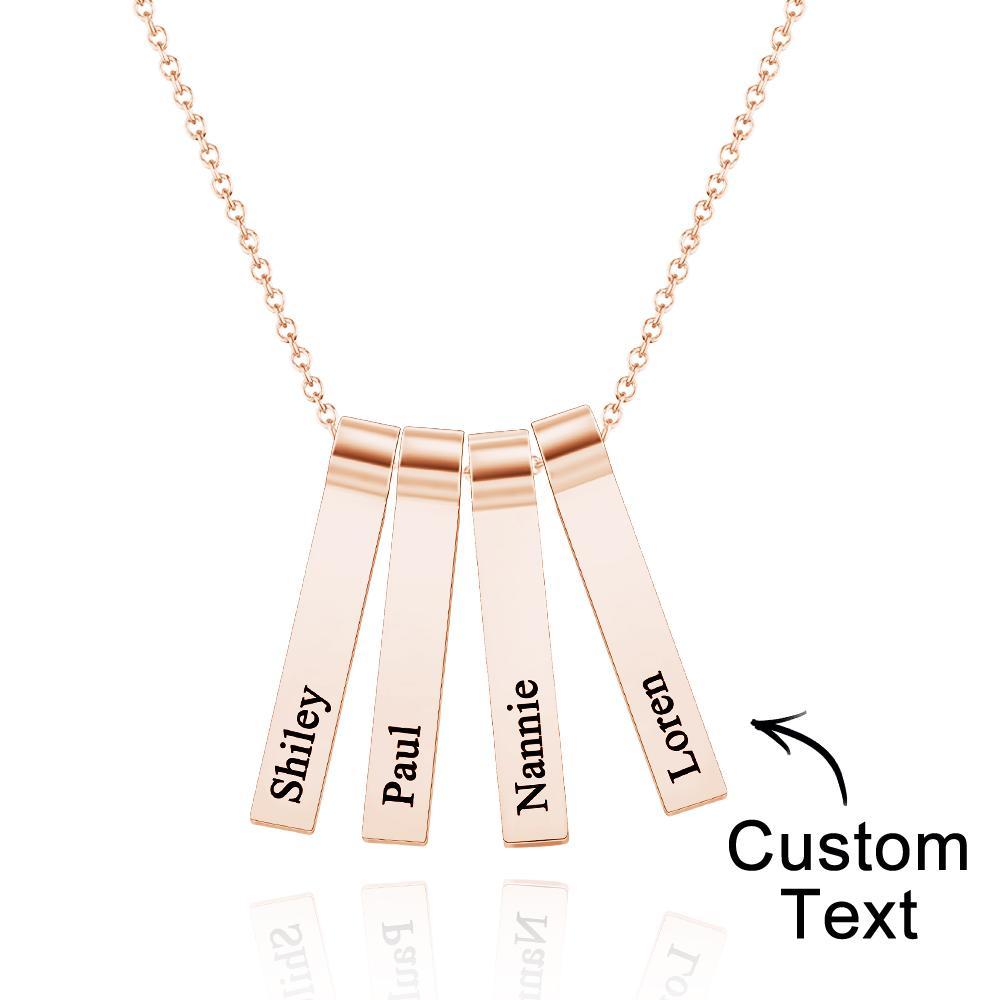 Colar De 1 A 5 Nomes Vertical Personalizado Com Pingente Elegante Personalizado Para Ela - soufeelbr