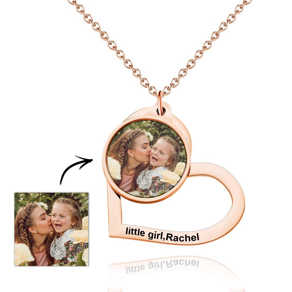 Colar personalizado com foto gravada presentes criativos em forma de coração - soufeelbr