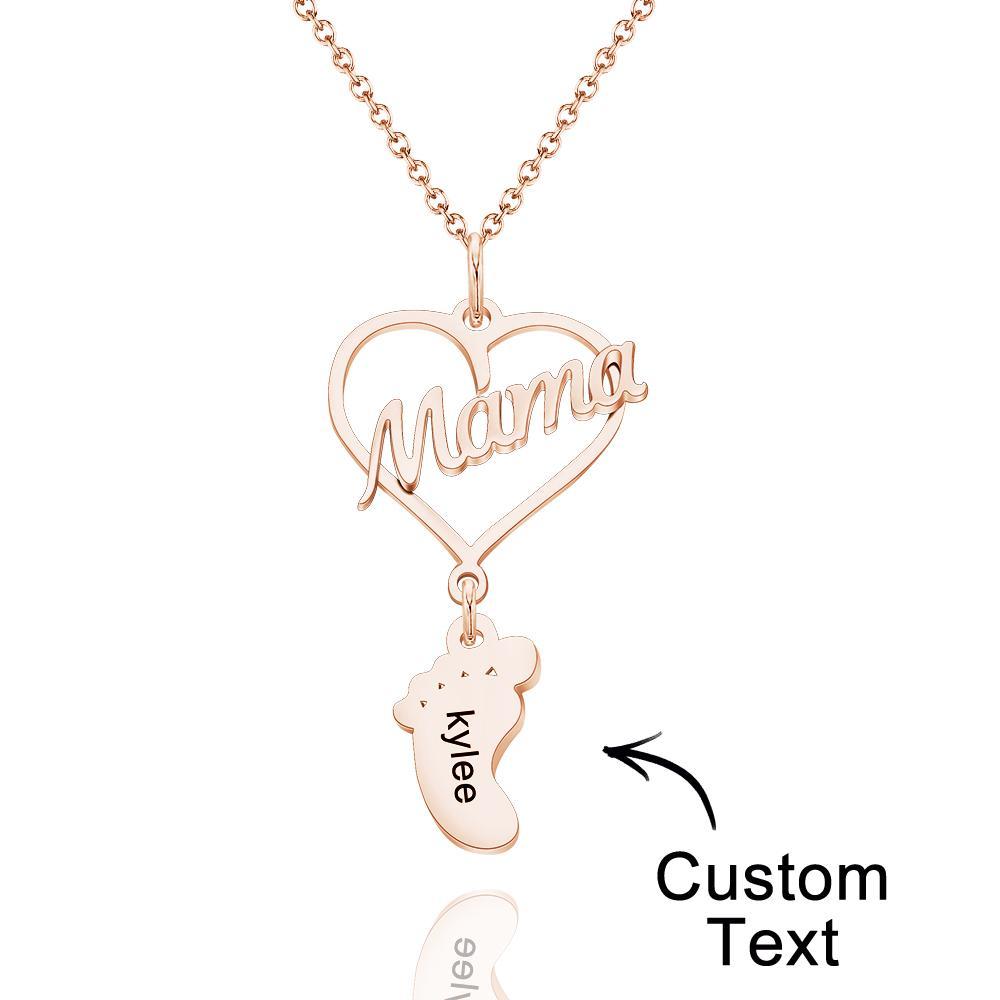 Colar Com Nome Gravado Personalizado Amor Mamãe Coração Bebê Pés Amuleto - soufeelbr