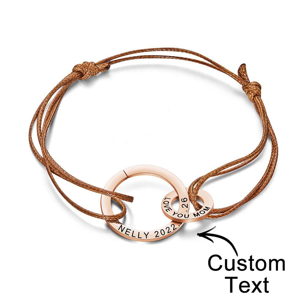 Pulseira De Dois Círculos Personalizada Com Gravação Personalizada E Elegante Para Mulheres - soufeelbr
