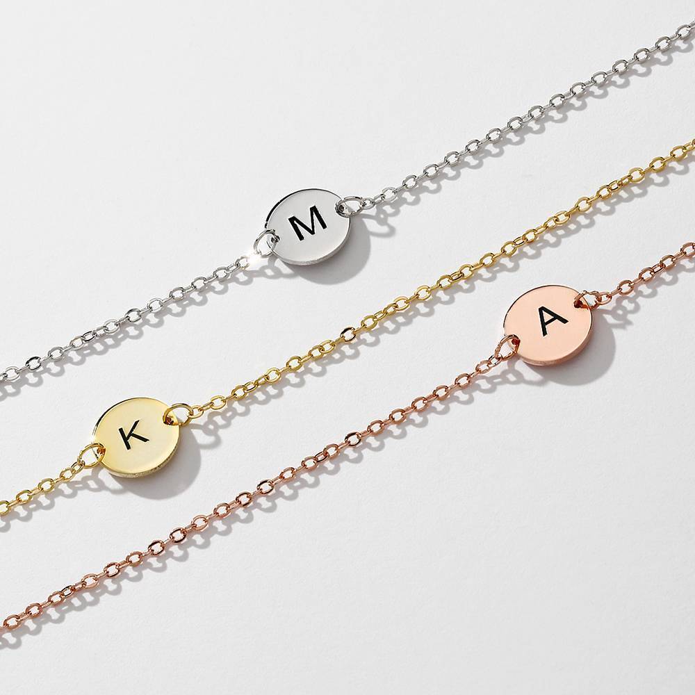 Pulseira Personalizada Iniciais Pulseira Gravável Chapado em Ouro Rosa