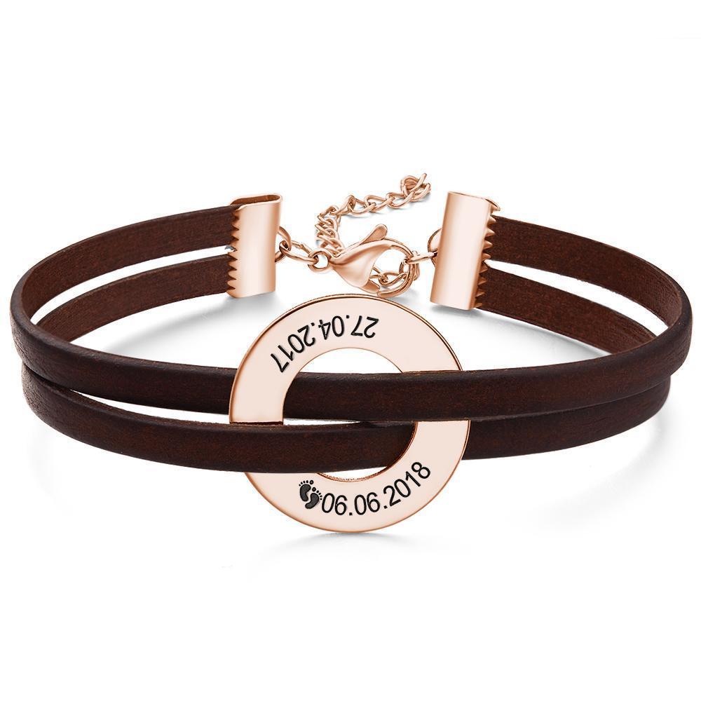 Pulseira Personalizada Pulseira gravada em couro pulseira masculina com nome bracelete presentes memoriais