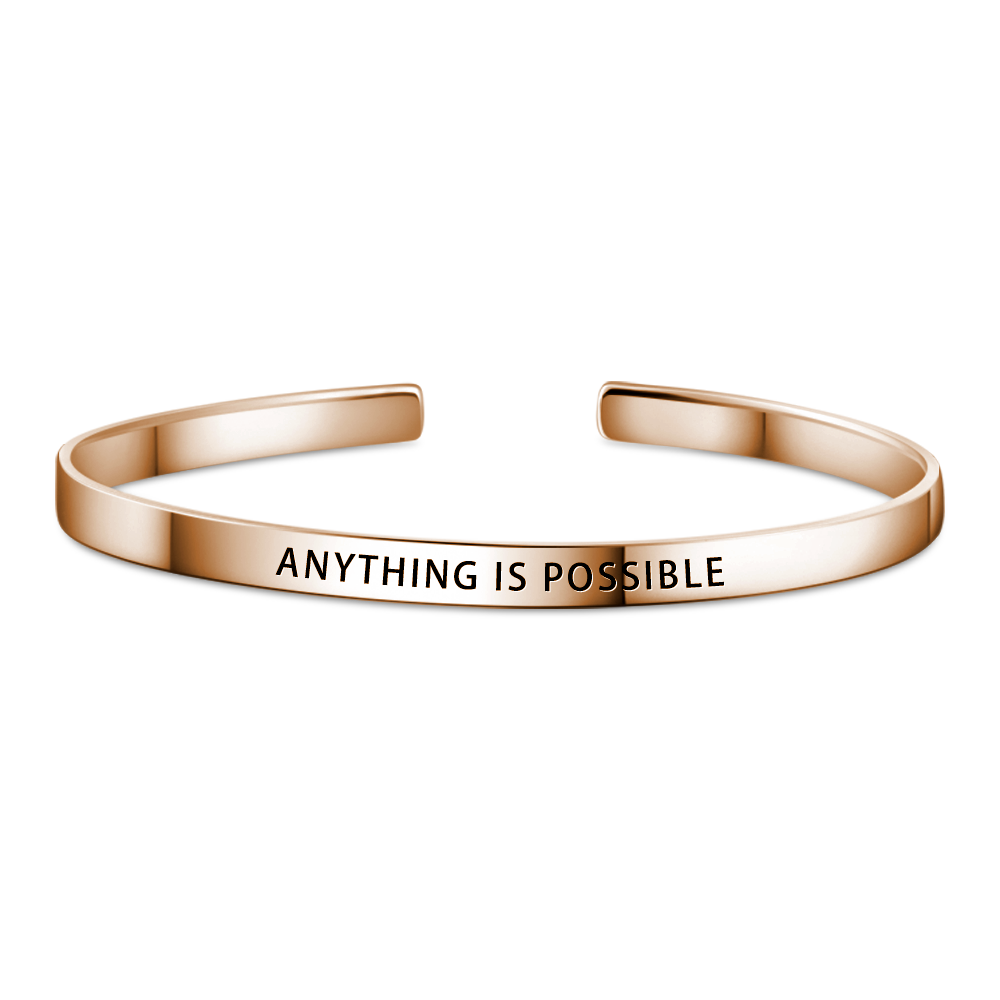 Pulseira Personalizada ANYTHING IS POSSIBLE Pulseira Chapado em Ouro Rosa
